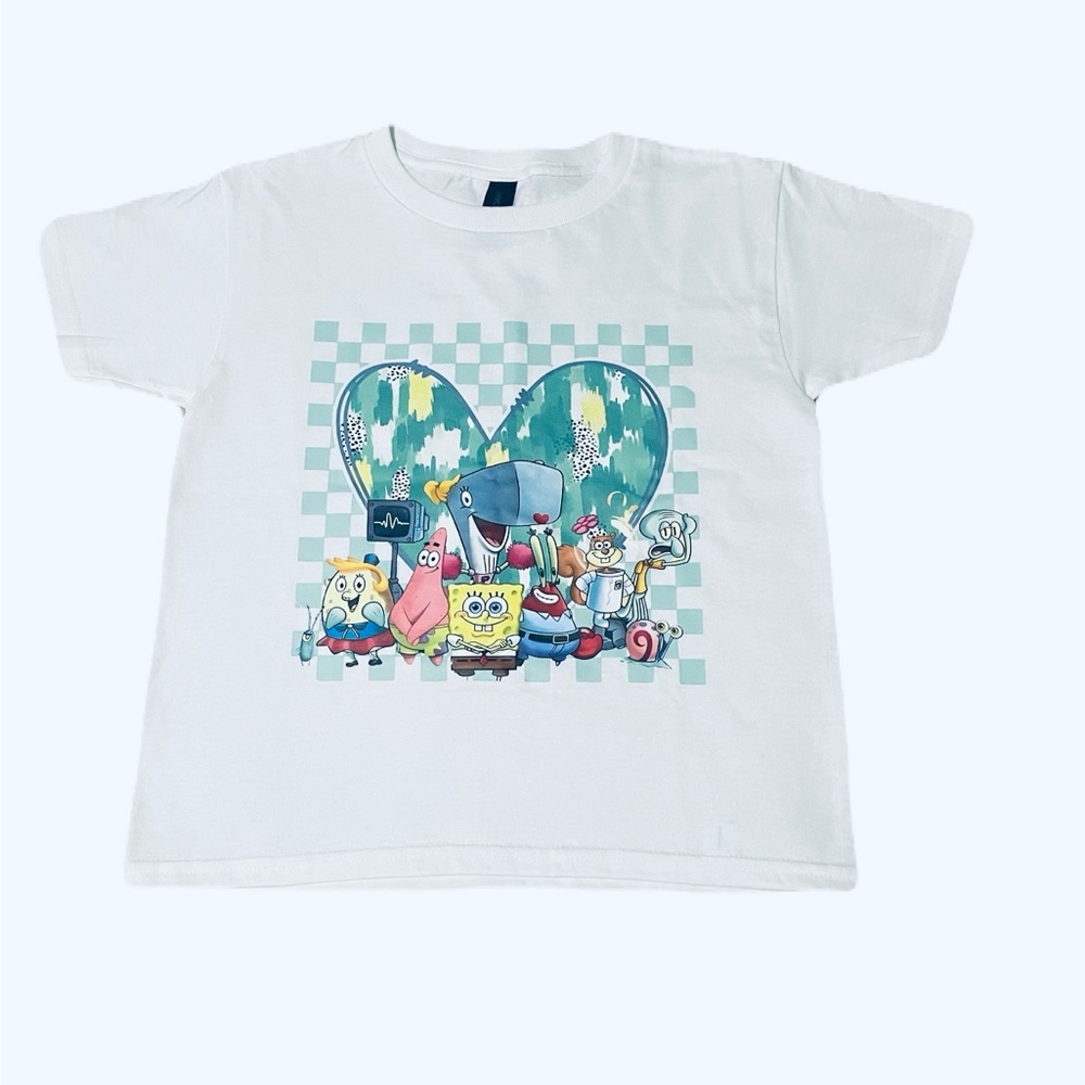 White Graphic T-Shirt with Cartoon Character SpongeBob SquarePants